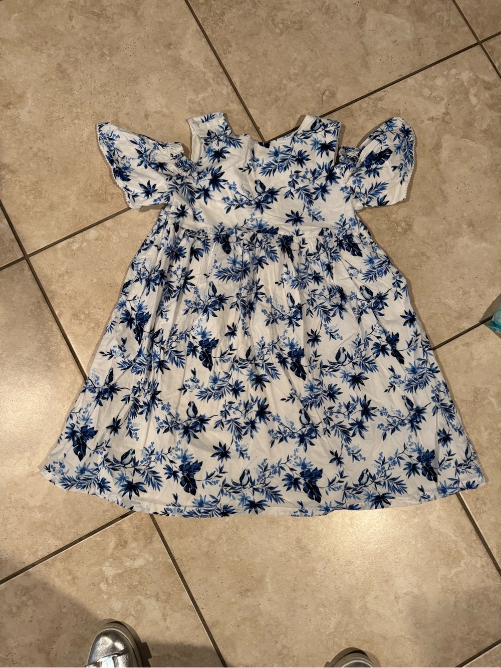 Janie and Jack White Dress with Blue Floral Print
